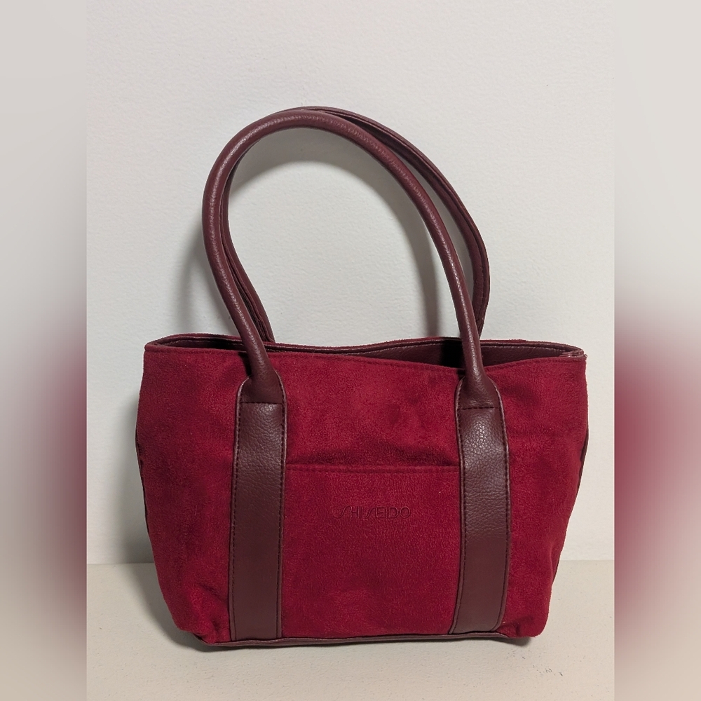 Vintage Shiseido Mini Tote Handbag in Burgundy